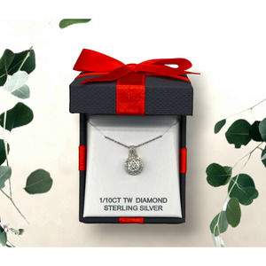 Diamond Round Pendant Necklace in Sterling Silver